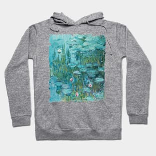 Monet water lillies blue Hoodie